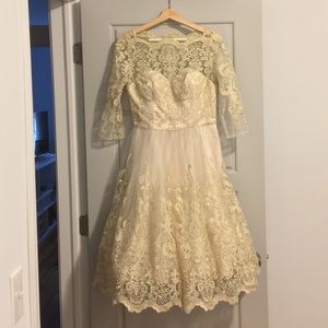 Chi Chi London ModCloth tea length bridal dress